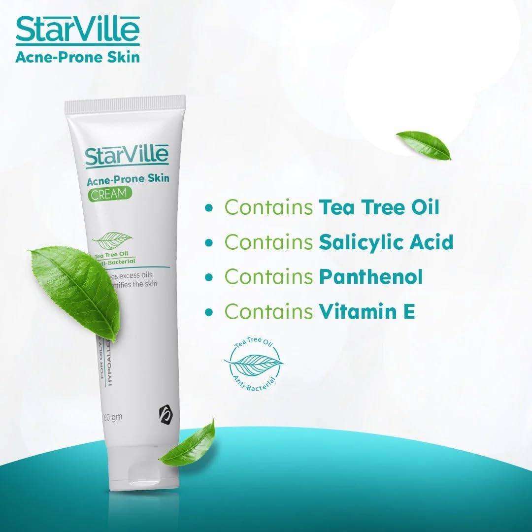 Starvell Anti-Acne Cream and Face Wash Set (100ml Lotion - 60ml Cream)