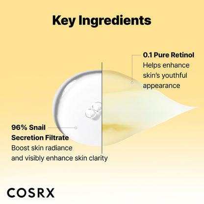COSRX Snail 96% Mucin Power Essence عدد 2 و Retinol 0.1% Cream Mini Sample عدد 1، مجموعة Glass Skin Starter الحصرية على أمازون، مجموعة العناية الكورية المرطبة والشد اليومية بالبشرة، مجموعة هدايا