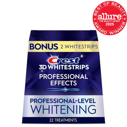 Crest Teeth Whitening Strips, Crest 3D Whitestrips Professional Effects, Enamel Safe Teeth Whitening Kit, 22 Treatments (44 Strips), Professional-Level Whitening, 19 Levels Whiter