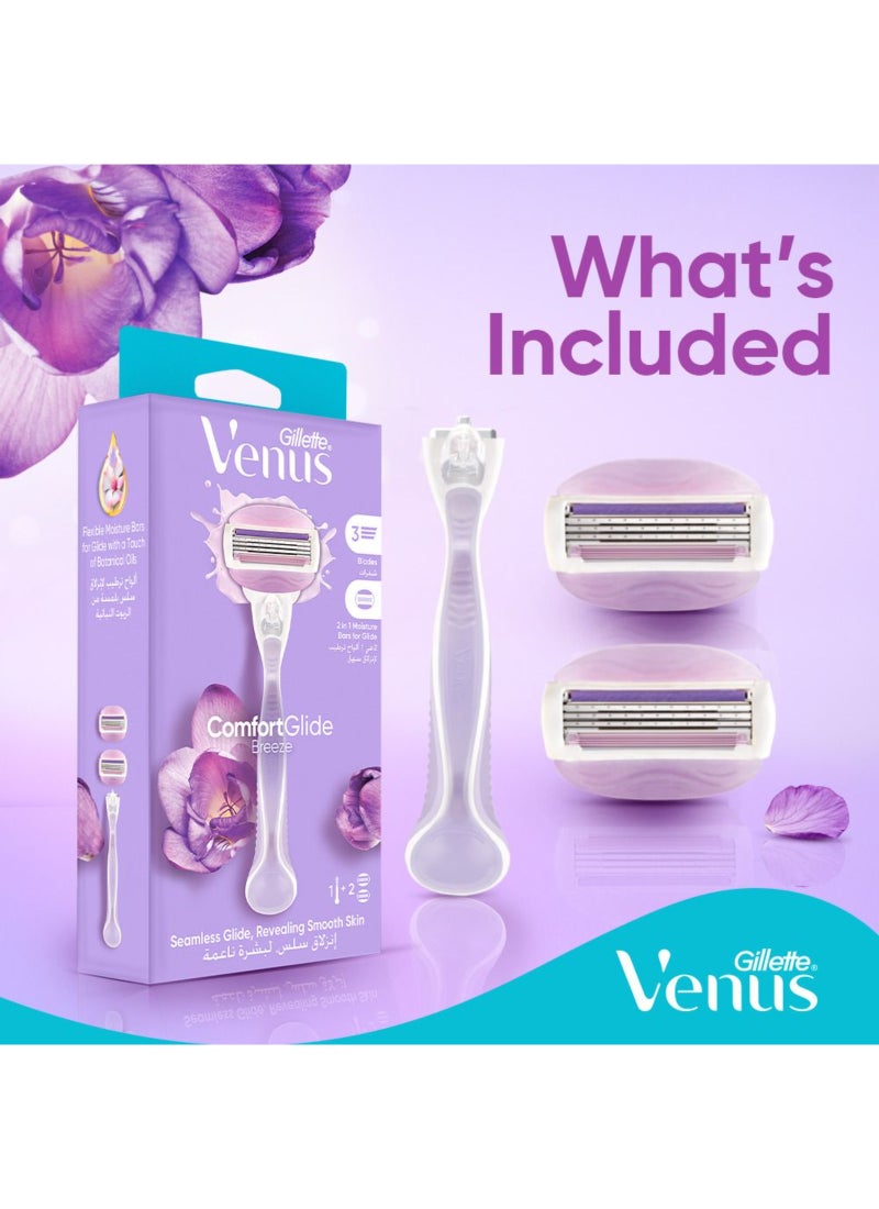 ComfortGlide SPA Breeze Woman's Refillable Razor: 1 Handle +2 Blade Refill Breeze