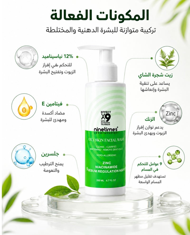 Niacinamide facial wash Cleanser For Oily Skin 200ml