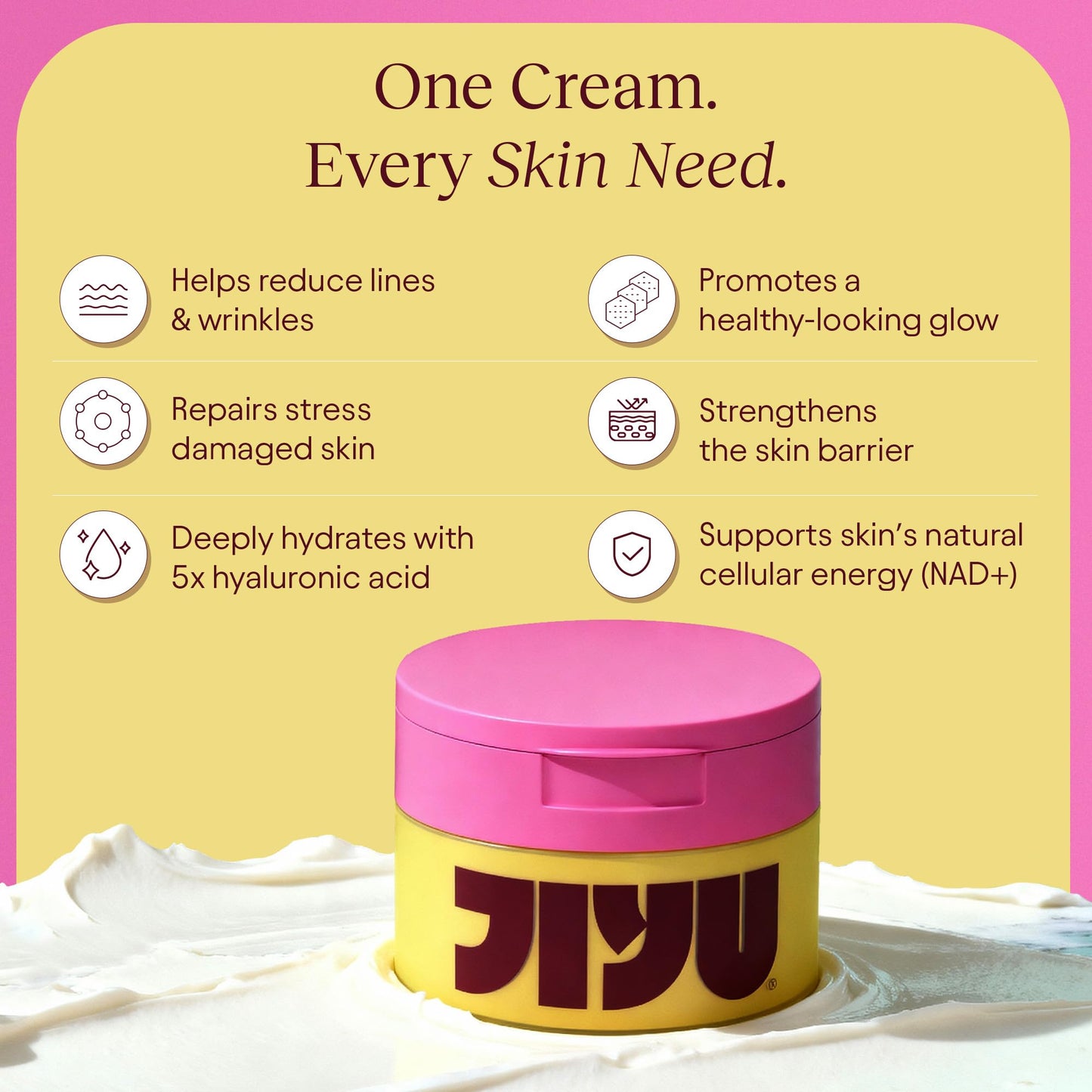 JIYU NAD+ Hydrating Face Moisturizer \u2013 Korean Anti-Aging Cream for Radiant, Firm &amp; Smooth Skin \u2013 Deeply Hydrating &amp; Brightening Daily Moisturizer Cream for Face and Body, All Skin Types \u2013 50 ml