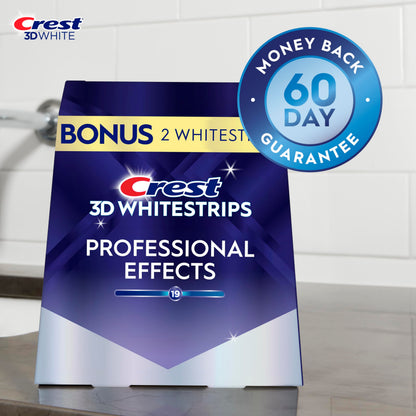 Crest Teeth Whitening Strips, Crest 3D Whitestrips Professional Effects, Enamel Safe Teeth Whitening Kit, 22 Treatments (44 Strips), Professional-Level Whitening, 19 Levels Whiter