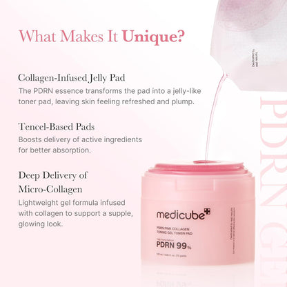 MEDICUBE PDRN Pink Collagen Toning Gel Toner Pads 120ml 70pads