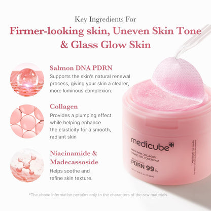 MEDICUBE PDRN Pink Collagen Toning Gel Toner Pads 120ml 70pads