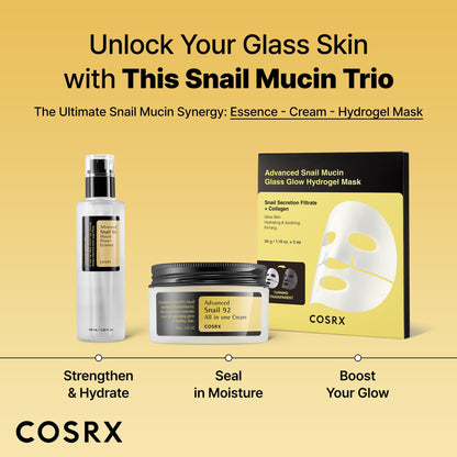 COSRX Snail 96% Mucin Power Essence عدد 2 و Retinol 0.1% Cream Mini Sample عدد 1، مجموعة Glass Skin Starter الحصرية على أمازون، مجموعة العناية الكورية المرطبة والشد اليومية بالبشرة، مجموعة هدايا