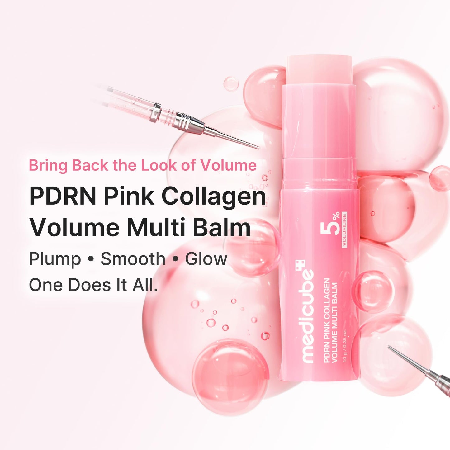 medicube PDRN Pink Collagen Volume Multi Balm Stick | Volufiline, PDRN, NAD, Collagen | Face &amp; Body Balm for Under-Eyes, Neck, Forehead, Smile Lines, Lips | Plumping, Radiance, Line Care | K-Beauty
