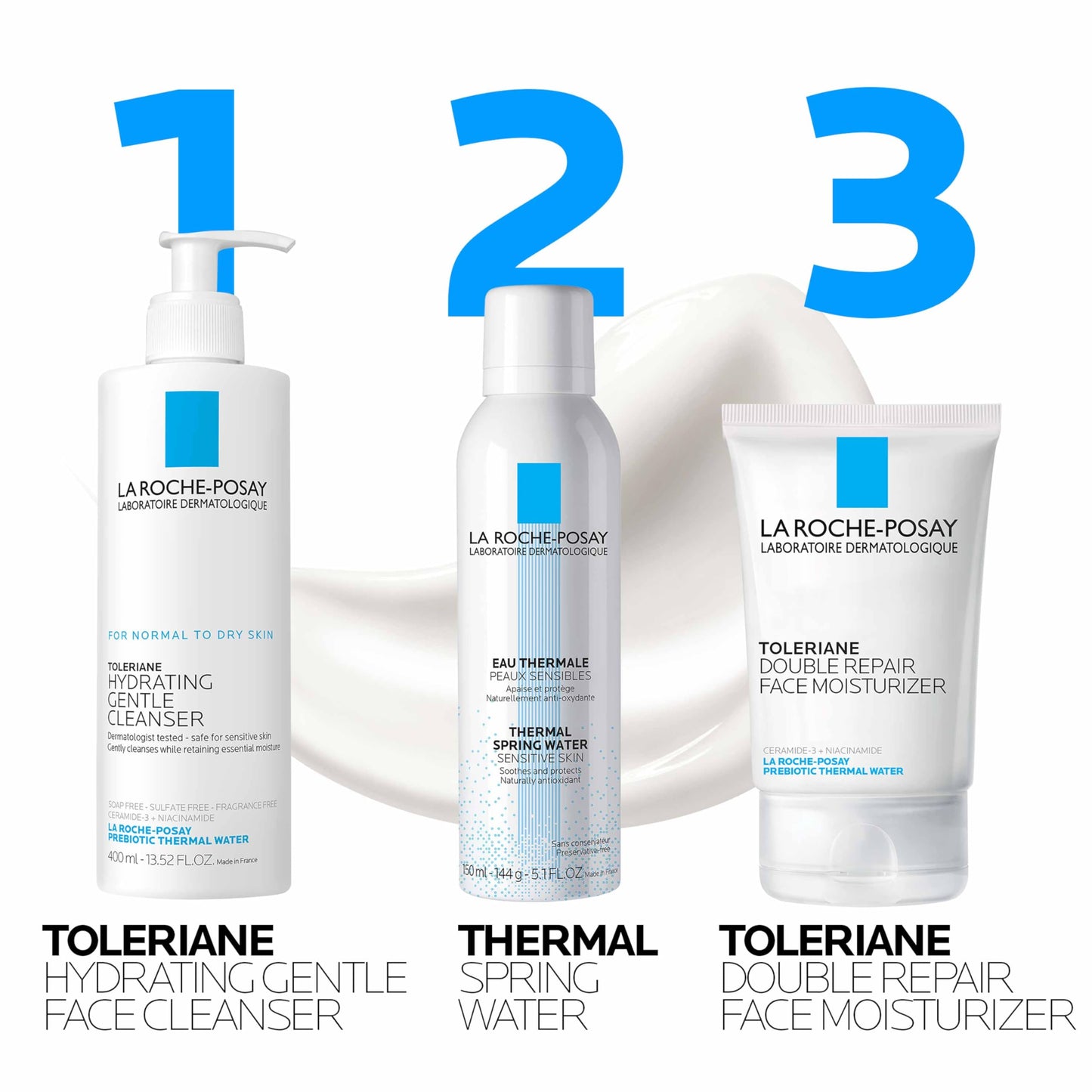 Toleriane Double Repair Face Moisturizer, Daily Moisturizer Face Cream with Ceramide and Niacinamide for All Skin Types