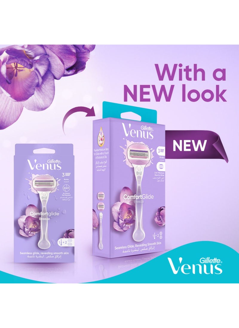 ComfortGlide SPA Breeze Woman's Refillable Razor: 1 Handle +2 Blade Refill Breeze