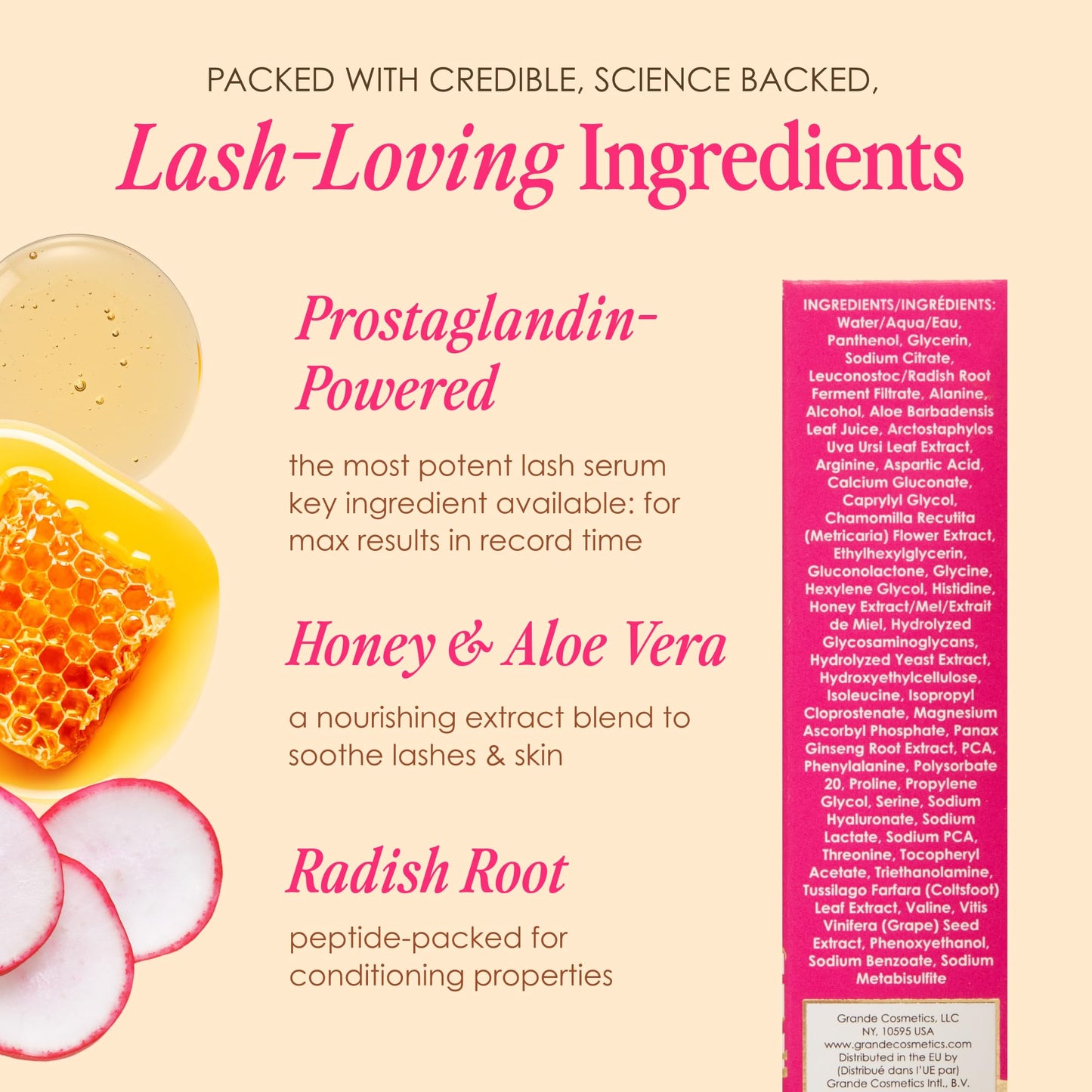 Grande Cosmetics GrandeLASH-MD Lash Enhancing Serum - Peptide &amp; Vitamin Infused Formula for Longer, Thicker, Fuller Looking Lashes - Ophthalmologist Tested, Cruelty-Free, 3 Month Supply (2mL)