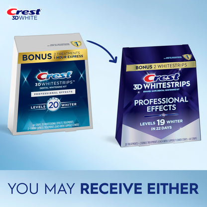 Crest Teeth Whitening Strips, Crest 3D Whitestrips Professional Effects, Enamel Safe Teeth Whitening Kit, 22 Treatments (44 Strips), Professional-Level Whitening, 19 Levels Whiter