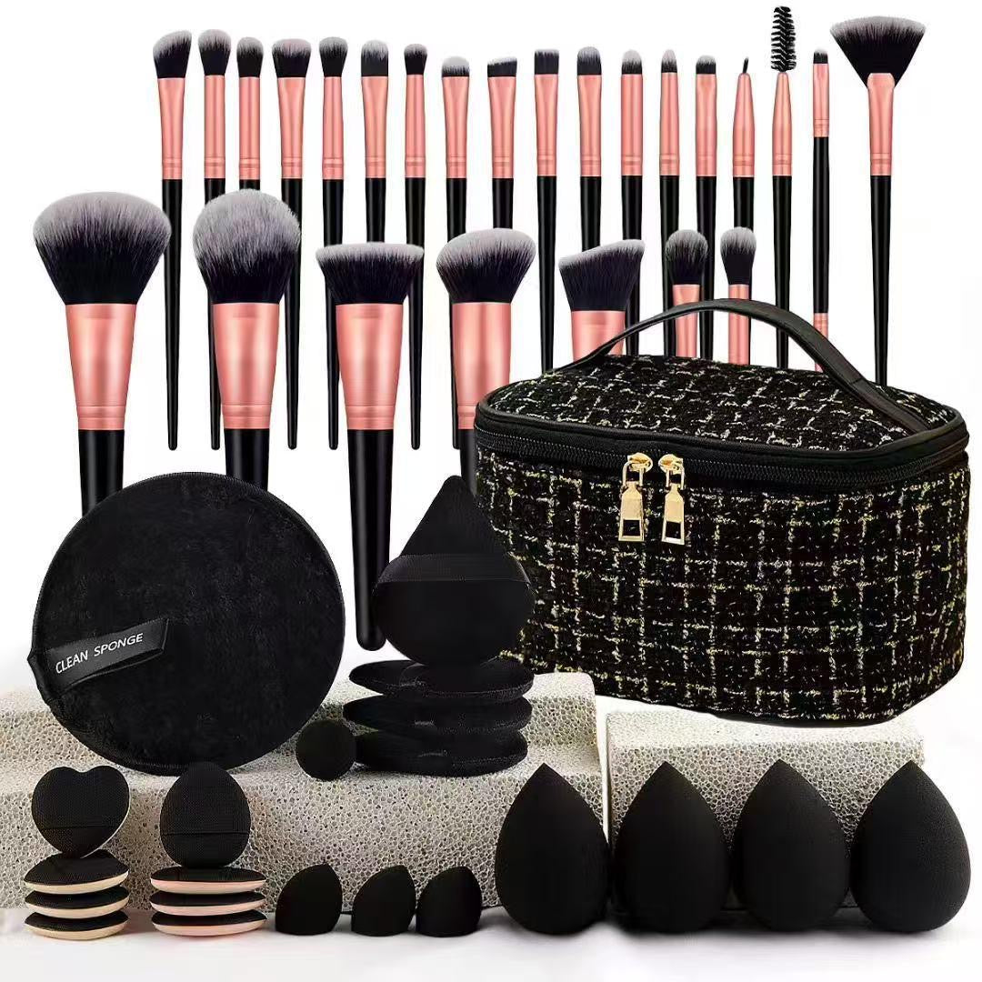 Black Brushes Set With Tweed Bag 47 PCS