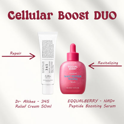 [Cellular Boost Duo] EQQUALBERRY - NAD+ Peptide Boosting Serum + Dr. Althea - 345 Relief Cream 50ml