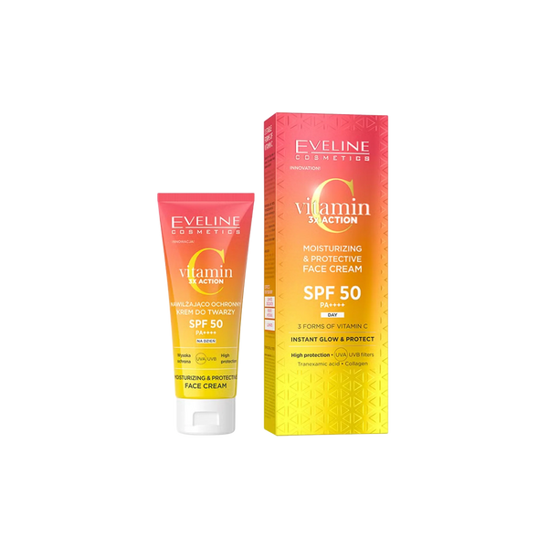 كريم نهاري مرطب ووقائي ثلاثي المفعول بفيتامين سي بمعامل حماية SPF 50