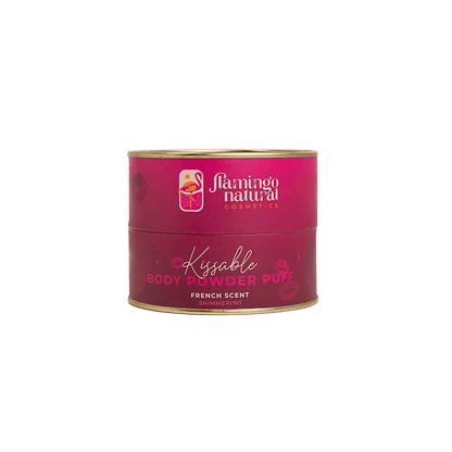 Flamingo Natural Kissable Body Powder Glitter Puff