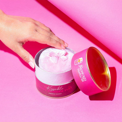 Flamingo Natural Kissable Body Powder Glitter Puff