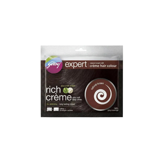 Godrej Expert Rich Creme Hair Color Natural Brown 20 g+20 ml | صبغة شعر جودريج كريمية بدون أمونيا 20 جم
