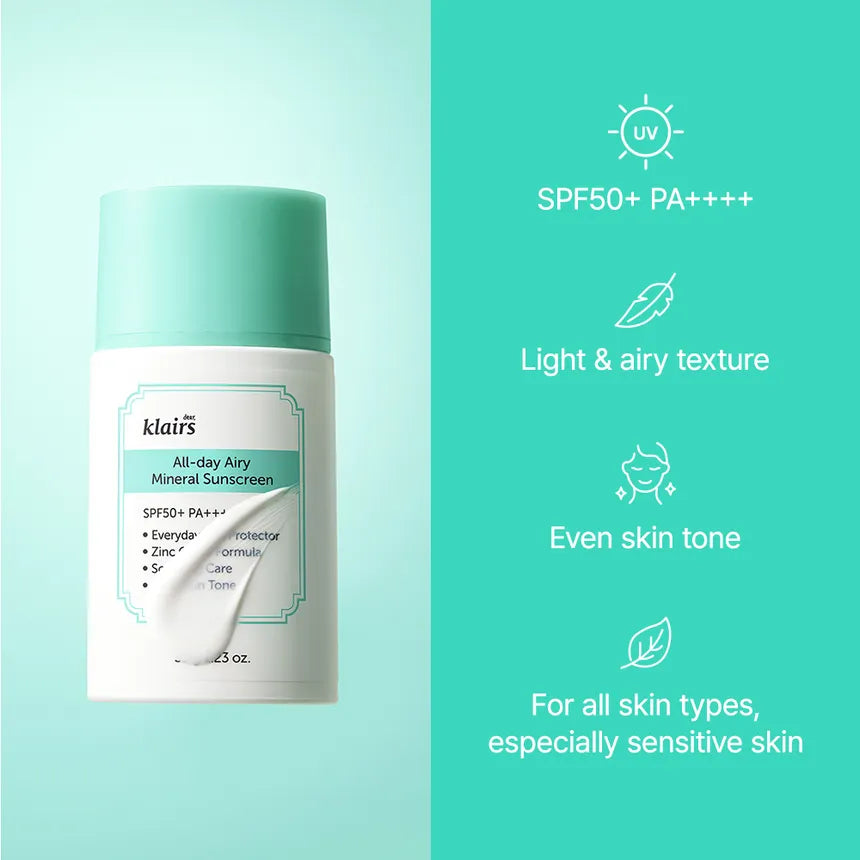 كريم الوقاية من الشمس "دير كليرز" (All Day Airy Mineral Sun Screen) بحجم 10 جرام