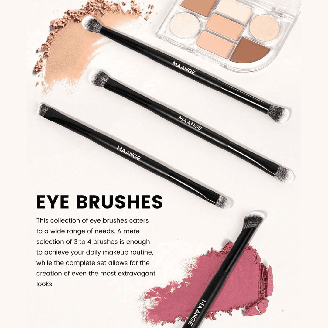 MAANGE 10Pcs Professional Dual-Ended Makeup Brush Set + Cosmetics Bag