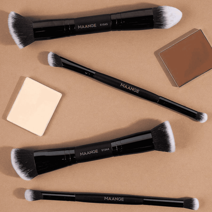 MAANGE 10Pcs Professional Dual-Ended Makeup Brush Set + Cosmetics Bag