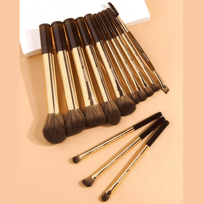 MAANGE 13Pcs Aluminum Tube Durable Multi-Functional Travel Makeup Brush Set + Cosmetics Bag