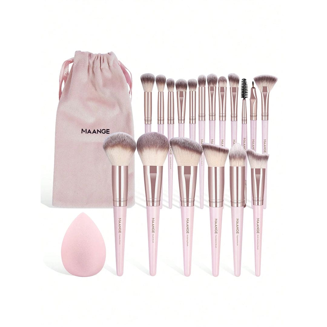 MAANGE 18Pcs Makeup Brush Set + 1 Brush Egg + 1 Velvet Pouch