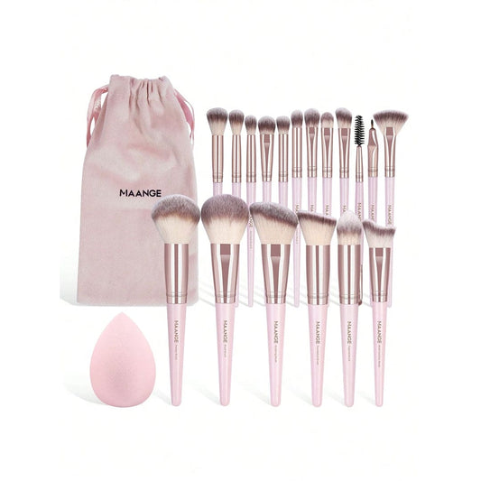 MAANGE 18Pcs Makeup Brush Set + 1 Brush Egg + 1 Velvet Pouch
