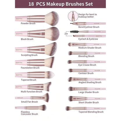 MAANGE 18Pcs Makeup Brush Set + 1 Brush Egg + 1 Velvet Pouch
