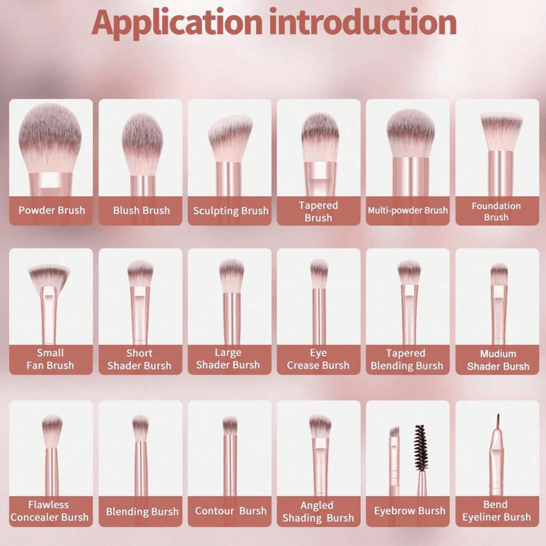 MAANGE 20Pcs Makeup Brushes + 1 Powder Puff + 1 Storage Bag