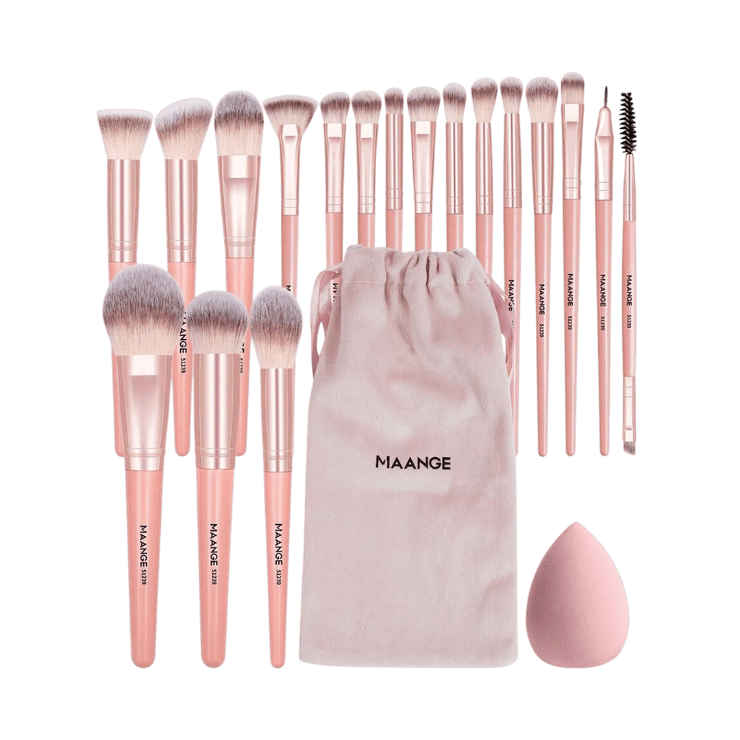 MAANGE 20Pcs Makeup Brushes + 1 Powder Puff + 1 Storage Bag