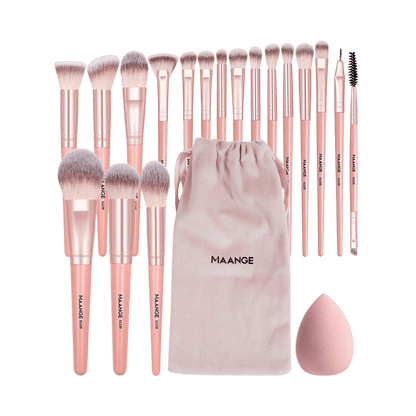MAANGE 20Pcs Makeup Brushes + 1 Powder Puff + 1 Storage Bag