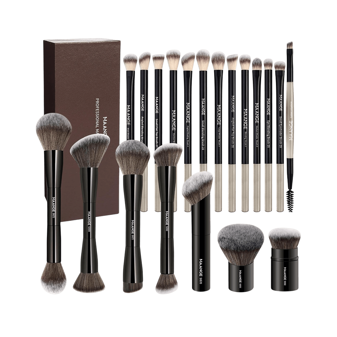 MAANGE 20Pcs Professional Makeup Brushes + 1pc Powder Puff