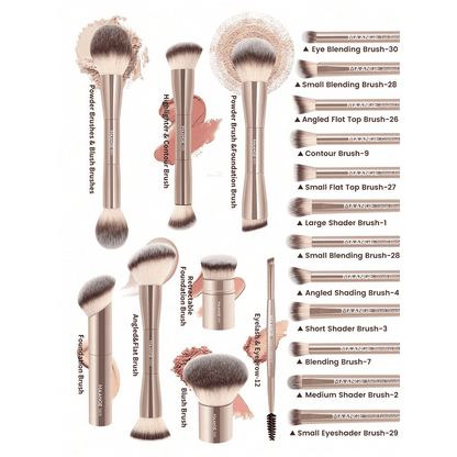 MAANGE 20Pcs Professional Makeup Brushes + 1pc Powder Puff