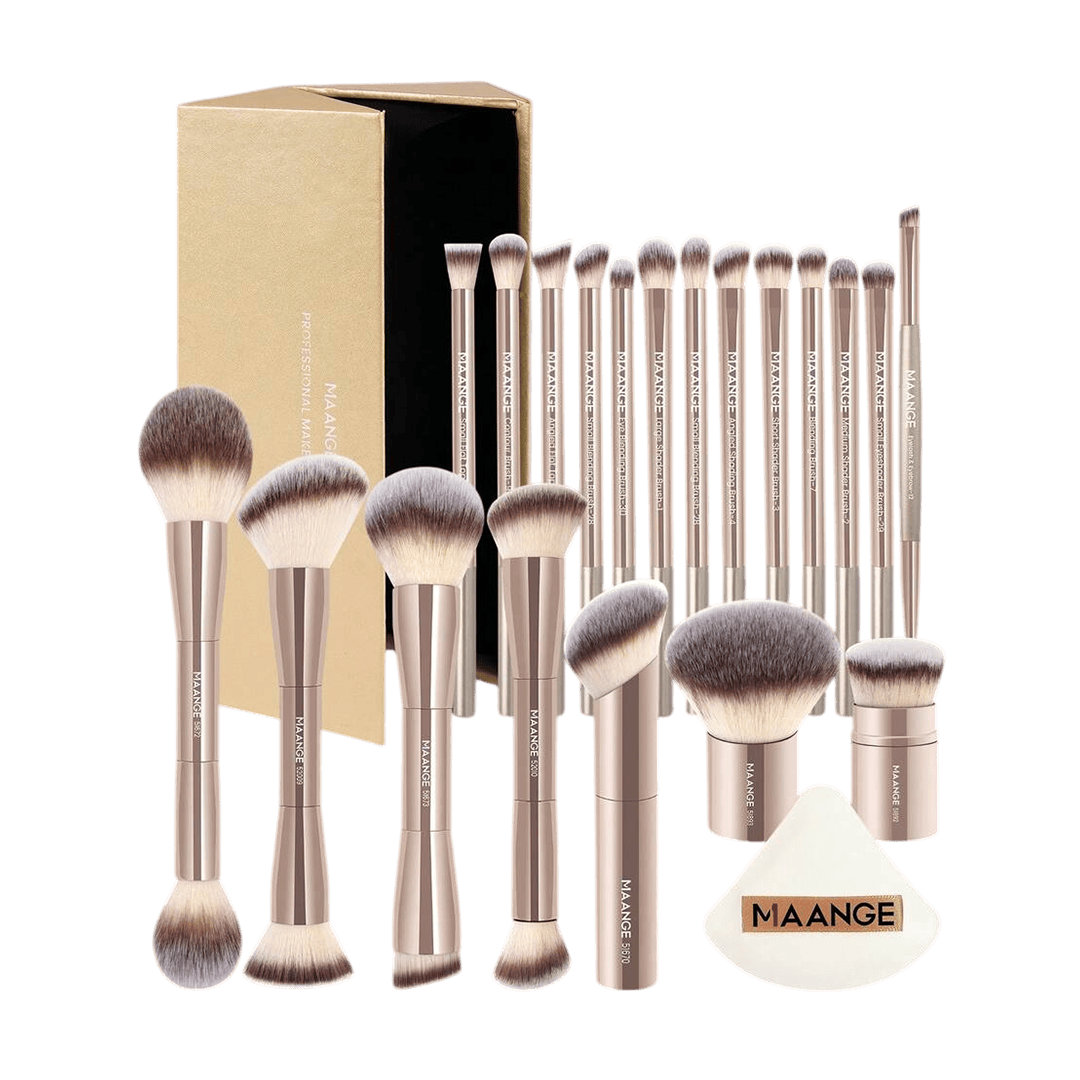 MAANGE 20Pcs Professional Makeup Brushes + 1pc Powder Puff