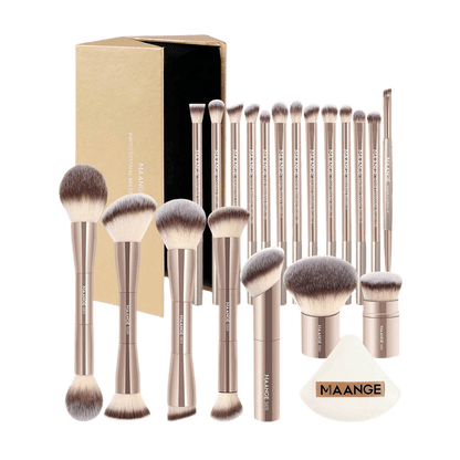 MAANGE 20Pcs Professional Makeup Brushes + 1pc Powder Puff