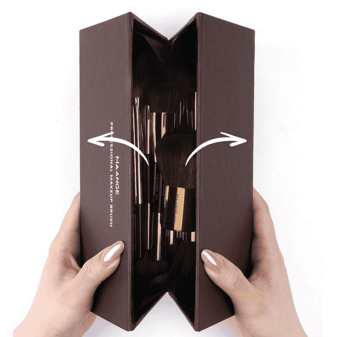 MAANGE 20Pcs Professional Aluminum Tube Makeup Brushes & Sponge Puff Set + Storage Box