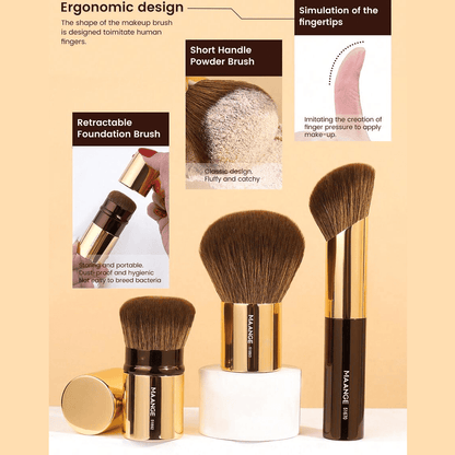 MAANGE 20Pcs Professional Aluminum Tube Makeup Brushes & Sponge Puff Set + Storage Box