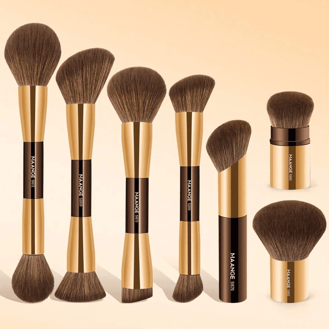 MAANGE 20Pcs Professional Aluminum Tube Makeup Brushes & Sponge Puff Set + Storage Box