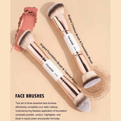 MAANGE 4Pcs Dual-Ended Soft Natural Synthetic Makeup Brush Set