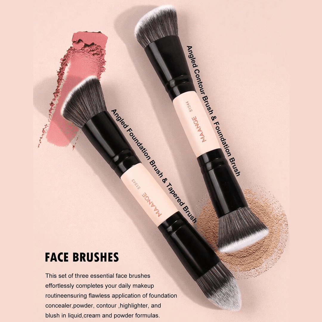 MAANGE 4Pcs Dual-Ended Soft Natural Synthetic Makeup Brush Set