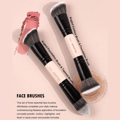 MAANGE 4Pcs Dual-Ended Soft Natural Synthetic Makeup Brush Set