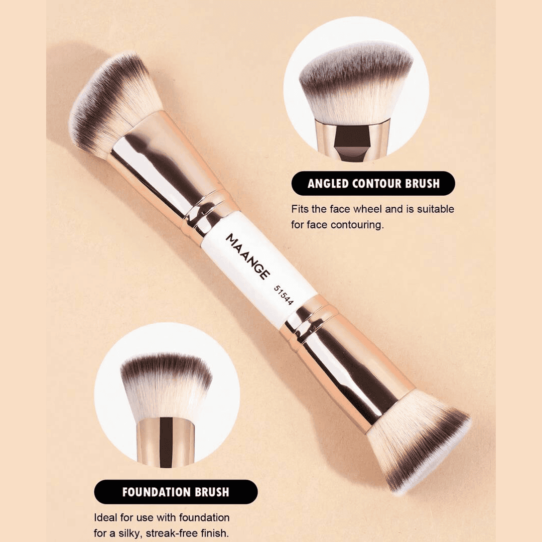 MAANGE 4Pcs Dual-Ended Soft Natural Synthetic Makeup Brush Set