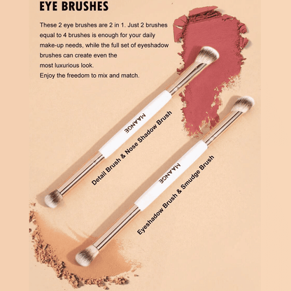 MAANGE 4Pcs Dual-Ended Soft Natural Synthetic Makeup Brush Set