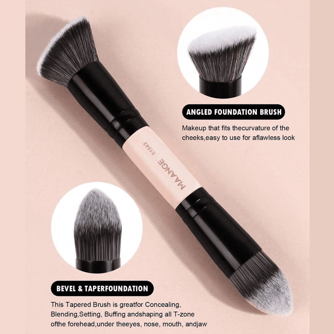 MAANGE 4Pcs Dual-Ended Soft Natural Synthetic Makeup Brush Set