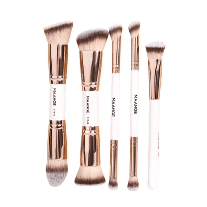 MAANGE 5Pcs Professional Facial Double-Ended Makeup Brush Set