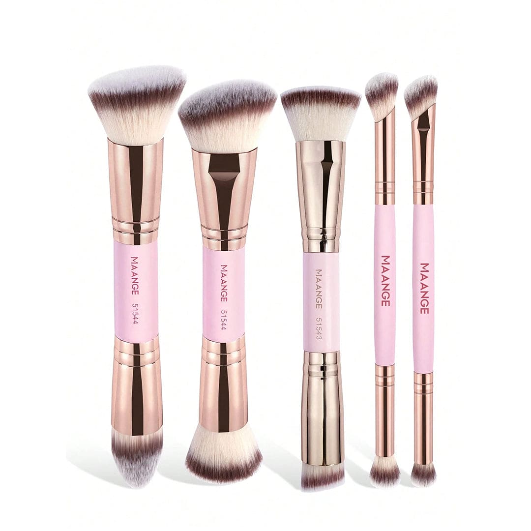 MAANGE 5Pcs Professional Facial Double-Ended Makeup Brush Set