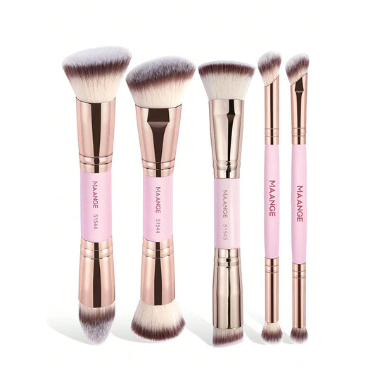 MAANGE 5Pcs Professional Facial Double-Ended Makeup Brush Set