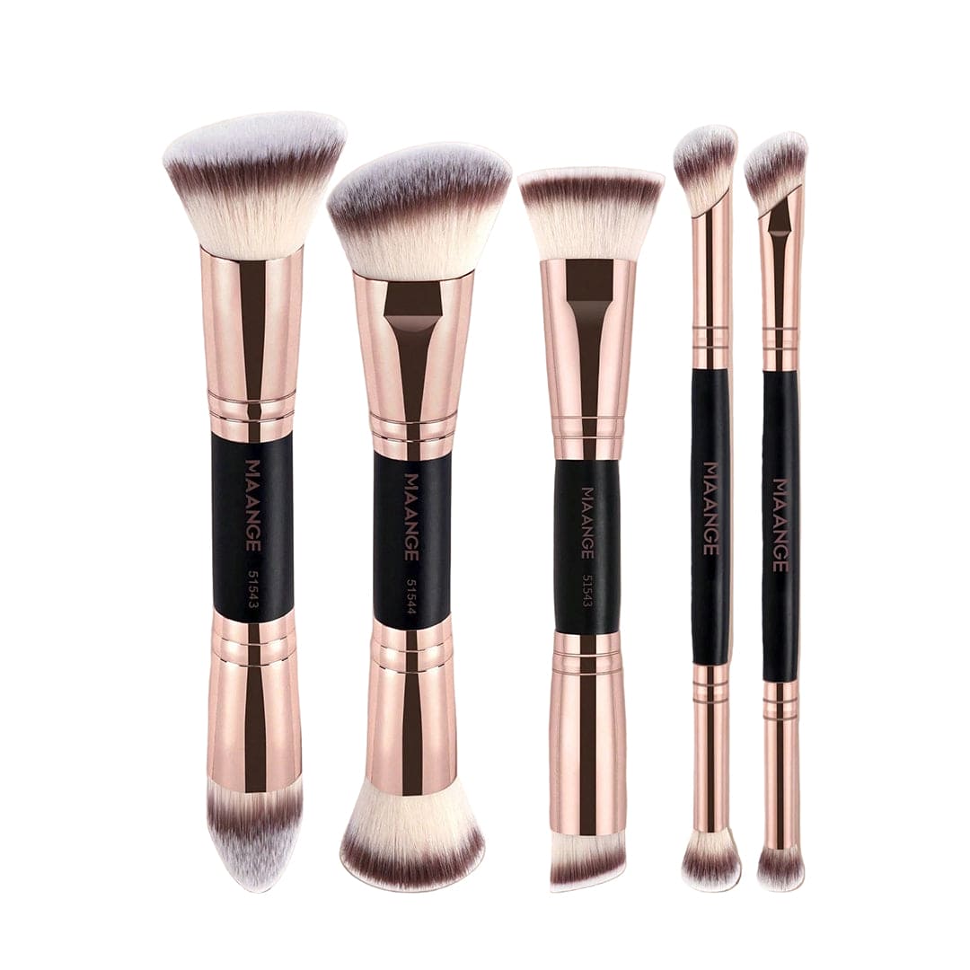 MAANGE 5Pcs Professional Facial Double-Ended Makeup Brush Set