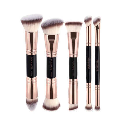 MAANGE 5Pcs Professional Facial Double-Ended Makeup Brush Set