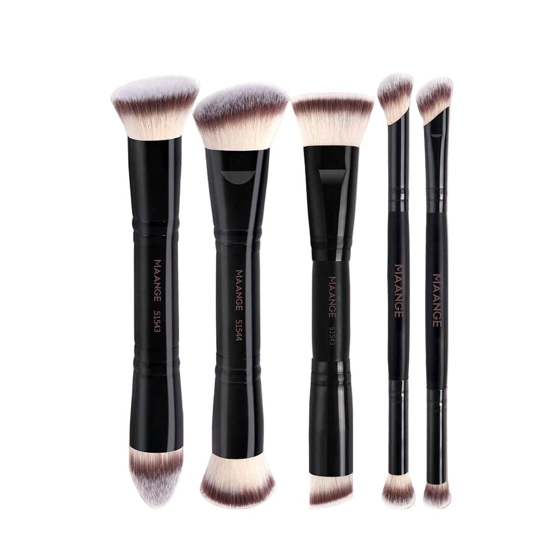 MAANGE 5Pcs Professional Facial Double-Ended Makeup Brush Set